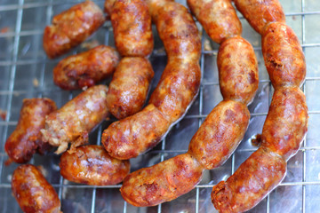 BBQ sausages in the market