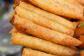 Fried spring rolls in the market