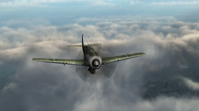WW2 Focke-Wulf FW 190 Airplane in fly - close up