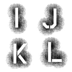 vector stencil angular spray font letters I J K L