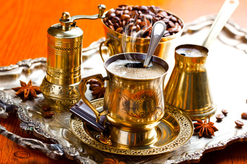 Black coffee in oriental style