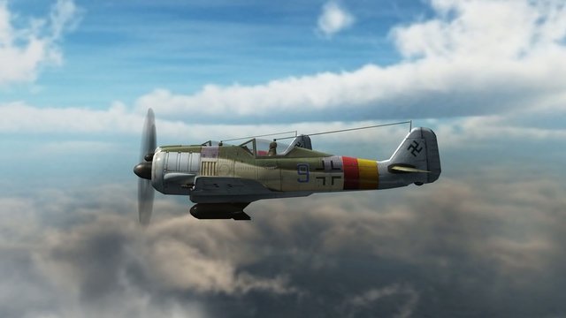 WW2 Focke-Wulf FW 190 Airplane in fly - close up