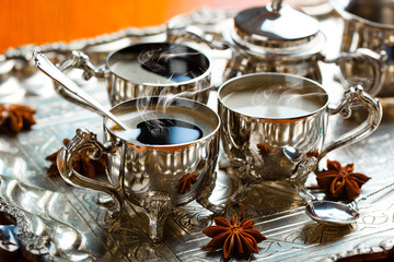 Black coffee in oriental style