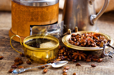 Black coffee in oriental style