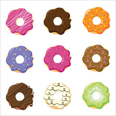 Donuts collection isolated on white background