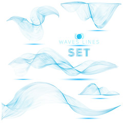 great set beautifull blend blue waves abstract background