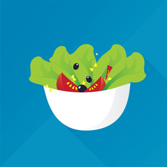 big mixed salad: lettuce, tomatoes, olives