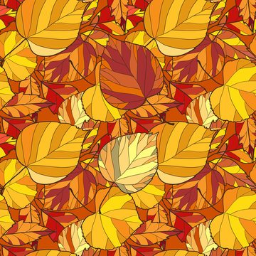 Vector seamless background with autumn leaves