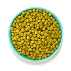Isolated image of bowl with  peas on  white background