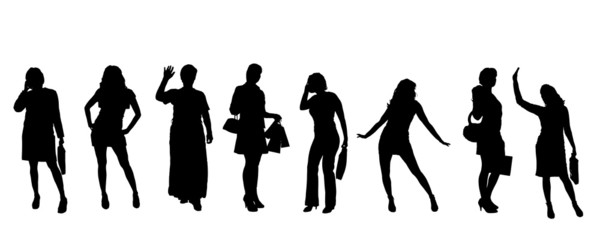 Vector silhouettes of women.