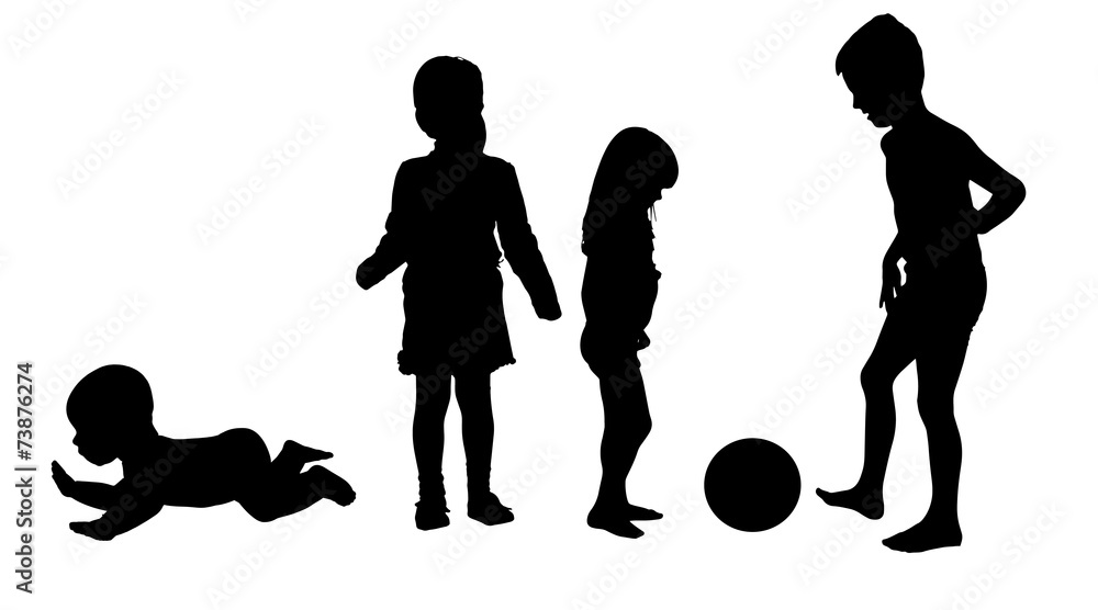 Poster vector silhouette of children.