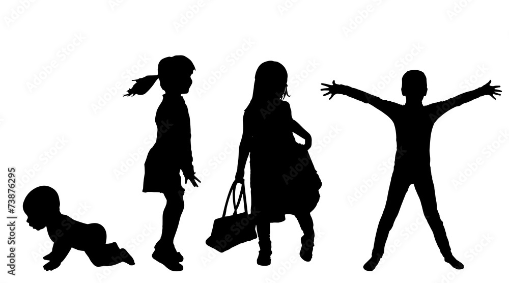 Sticker vector silhouette of children.