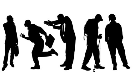 Vector silhouettes of different men.