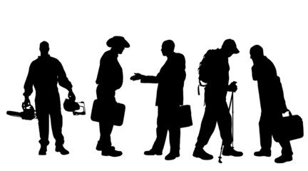 Vector silhouettes of different men.