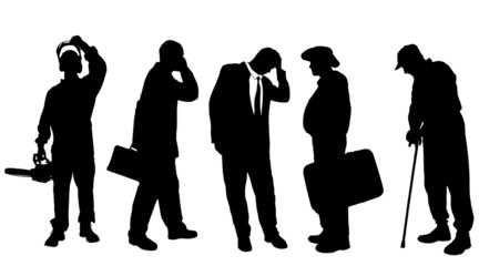 Vector silhouettes of different men.