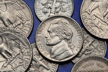 Coins of USA. US nickel, Thomas Jefferson