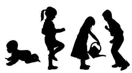 Fototapeta na wymiar Vector silhouette of children.