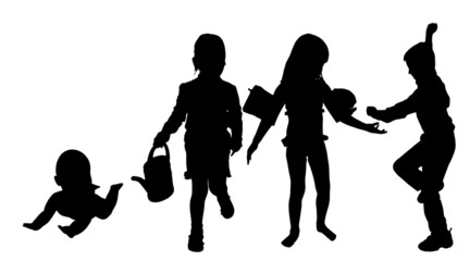 Vector silhouette of children.