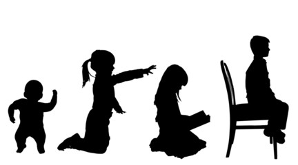Vector silhouette of children.