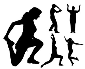 Vector silhouettes of different women.