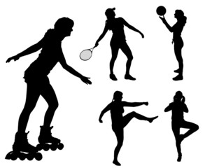 Vector silhouettes of different women.