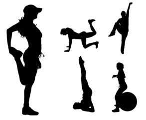 Vector silhouettes of different women.