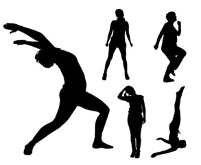 Vector silhouettes of different women.