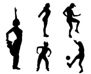 Vector silhouettes of different women.