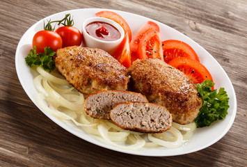 Fried chops and vegetable salad