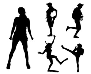 Vector silhouettes of different women.
