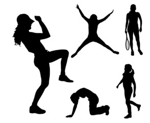 Vector silhouettes of different women.