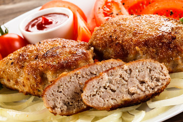 Fried chops and vegetable salad