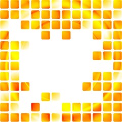 Yellow tech squares on white background