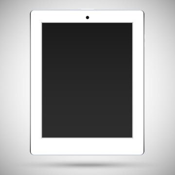 Realistic detailed white tablet with a touch screen isolated