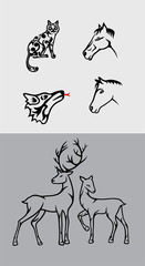 animal set ornament, art vector