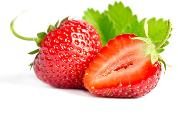 Red sweet strawberrys isolated on white background