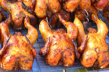 Grilled chicken in the market
