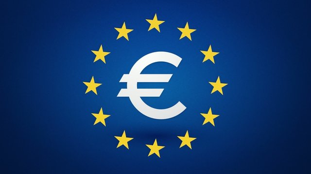 euro currency symbol with rotating yellow stars endless loop