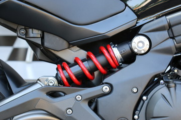 Naklejka premium Close up Shock Absorber's motorcycle .