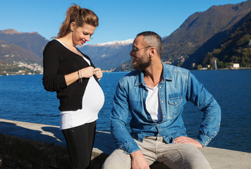 Pregnant couple in outdoor
