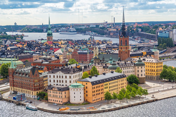 Fototapeta na wymiar Ppanorama of the Old Town in Stockholm, Sweden