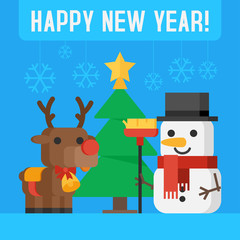Reindeer and snowman concept