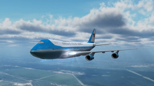 Airplane Boing Air Force One in fly - close up