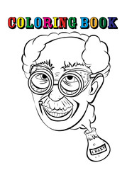 Coloring book crazy professor.