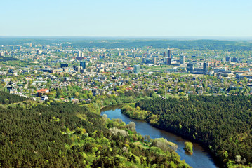 Vilnius city capital of Lithuania aerial view