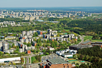 Vilnius city capital of Lithuania aerial view