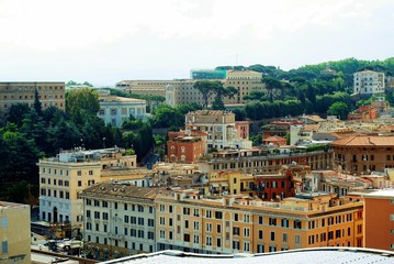 Fototapeta premium Aerial view of Rome city from St Peter Basilica roof