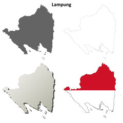 Lampung blank outline map set
