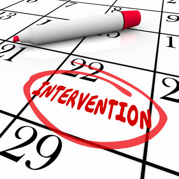 Intervention Word Circled Calendar Help Addiction Treatment