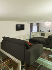 Interior, wide loft, studio